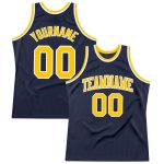 Custom Navy Gold White Basketball Jersey Authentic Throwback Design Custom Navy Gold-White Authentic Throwback Basketball