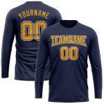 Navy Gold White Long Sleeve Performance T-Shirt - Custom Salute To Service Design Custom Navy Gold-White Long Sleeve Performance - Image 2
