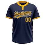 Navy Gold-White Custom Softball Jersey for Men and Women - Two-Button Design Custom Navy Gold-White Two-Button Unisex Softball - Image 2