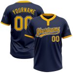 Navy Gold-White Custom Softball Jersey for Men and Women - Two-Button Design Custom Navy Gold-White Two-Button Unisex Softball
