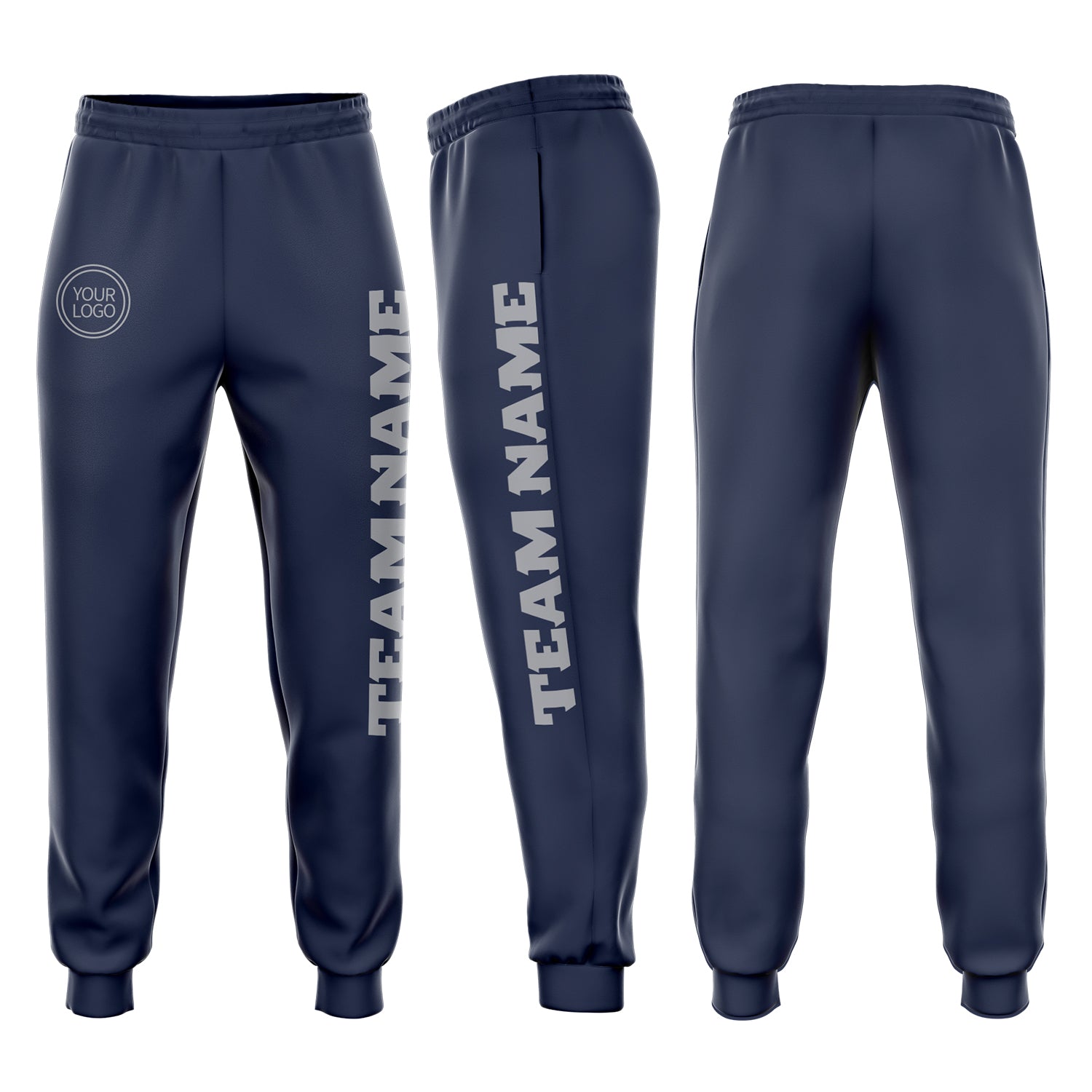 Custom Navy Gray Fleece Jogger Sweatpants Navy Gray Custom Fleece Sweatpants for Men | Cozy Jogger Style Custom Navy Gray Fleece Jogger Sweatpants - Image 1