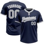 Custom Navy Gray White Two-Button Unisex Softball Jersey for Teams and Fans Custom Navy Gray-White Two-Button Unisex Softball