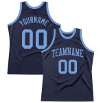 Authentic Throwback Basketball Jersey Custom Navy Light Blue Design Custom Navy Light Blue Authentic Throwback Basketball