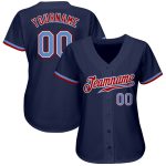 Custom Authentic Baseball Jersey - Navy Light Blue Red Design, Perfect for Fans and Teams Custom Navy Light Blue-Red Authentic - Image 2