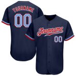 Custom Authentic Baseball Jersey - Navy Light Blue Red Design, Perfect for Fans and Teams Custom Navy Light Blue-Red Authentic
