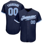Navy Light Blue White Custom Baseball Jersey - Authentic Team Sports Apparel Custom Navy Light Blue-White Authentic Baseball