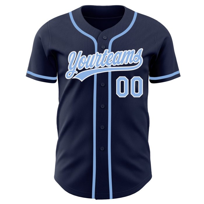 Custom Navy Light Blue White Baseball Jersey - Authentic Style 7263 Custom Navy Light Blue-White Authentic Baseball Jersey - Image 2