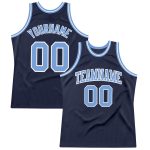 Custom Basketball Jersey - Authentic Throwback in Navy, Light Blue & White Custom Navy Light Blue-White Authentic Throwback