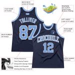 Custom Basketball Jersey - Authentic Throwback in Navy, Light Blue & White Custom Navy Light Blue-White Authentic Throwback - Image 2