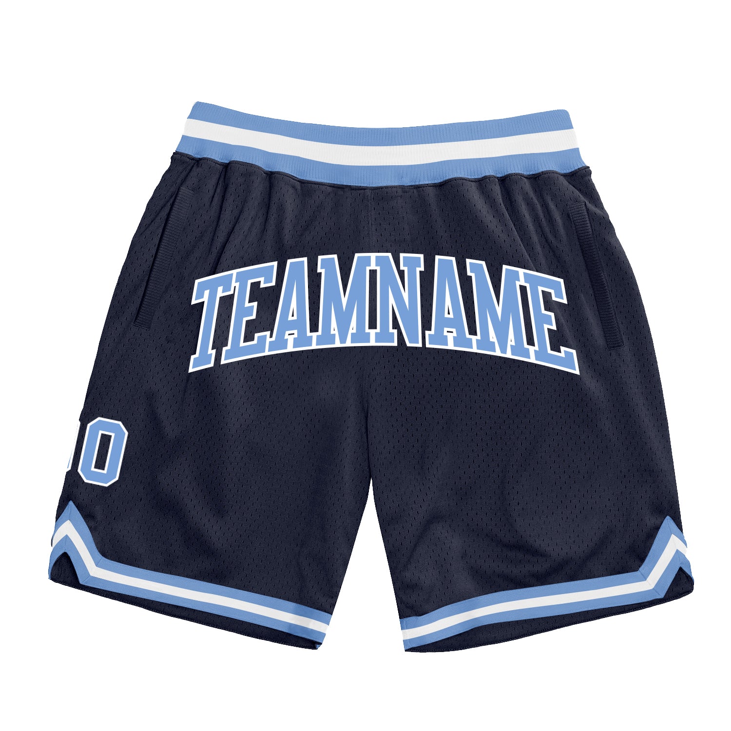 Custom Authentic Throwback Basketball Shorts in Navy Light Blue-White Custom Navy Light Blue-White Authentic Throwback Basketball
