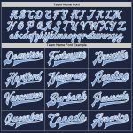 Custom Two Tone Varsity Letterman Bomber Jacket Navy Light Blue White Full-Snap Custom Navy Light Blue-White Bomber Full-Snap - Image 4