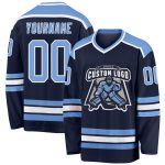 Custom Navy Light Blue White Hockey Jersey - Personalized Team Sports Apparel Custom Navy Light Blue-White Hockey Jersey