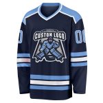 Custom Navy Light Blue White Hockey Jersey - Personalized Team Sports Apparel Custom Navy Light Blue-White Hockey Jersey - Image 2