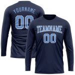 Navy Blue Light Blue White Performance Long Sleeve T-Shirt Salute to Service Custom Navy Light Blue-White Long Sleeve Performance - Image 2