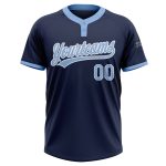 Custom Navy Light Blue White Unisex Softball Jersey - Two-Button Design, Soft Fabric, Perfect for Team Sports Custom Navy - Image 2