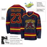Navy Maroon Gold Custom Hockey Jersey for Men and Women, Personalized Jerseys Custom Navy Maroon-Gold Hockey Jersey - Image 3