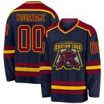 Navy Maroon Gold Custom Hockey Jersey for Men and Women, Personalized Jerseys Custom Navy Maroon-Gold Hockey Jersey
