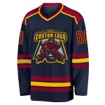 Navy Maroon Gold Custom Hockey Jersey for Men and Women, Personalized Jerseys Custom Navy Maroon-Gold Hockey Jersey - Image 2