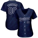 Custom Navy-Black 3D Pattern Authentic Baseball Jersey for Men Custom Navy Navy-Black 3D Pattern Design Authentic Baseball - Image 2