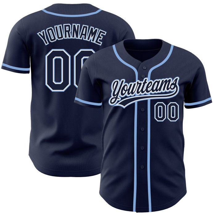 Custom Navy Light Blue Baseball Jersey - Authentic Design for Fans Custom Navy Navy-Light Blue Authentic Baseball Jersey - Image 1