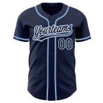Custom Navy Light Blue Baseball Jersey - Authentic Design for Fans Custom Navy Navy-Light Blue Authentic Baseball Jersey - Image 2