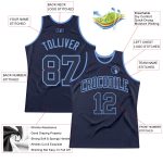 Custom Navy Light Blue Basketball Jersey - Authentic Throwback Design Custom Navy Navy-Light Blue Authentic Throwback Basketball - Image 2