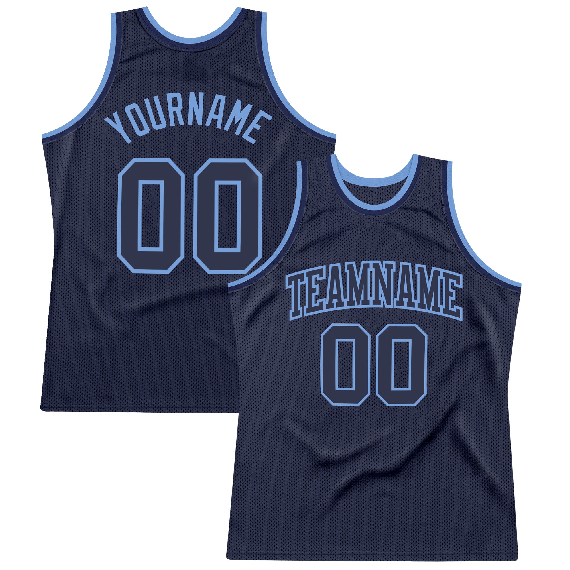 Custom Navy Light Blue Basketball Jersey - Authentic Throwback Design Custom Navy Navy-Light Blue Authentic Throwback Basketball