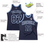 Custom Navy Light Blue Basketball Jersey Authentic Throwback Style 8123 Custom Navy Navy-Light Blue Authentic Throwback Basketball - Image 2
