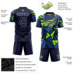 Custom Navy and Neon Green Soccer Uniform Jersey - Sublimation Print Custom Navy Navy-Neon Green Sublimation Soccer Uniform - Image 3