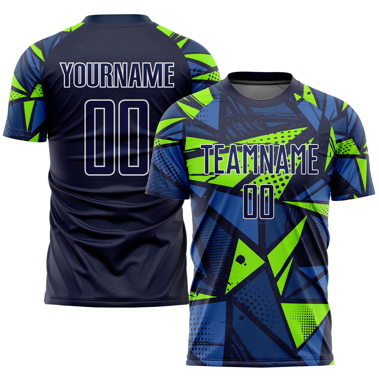 Custom Navy and Neon Green Soccer Uniform Jersey - Sublimation Print Custom Navy Navy-Neon Green Sublimation Soccer Uniform