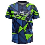 Custom Navy Neon Green Unisex Two-Button Softball Jersey for Men and Women Custom Navy Navy-Neon Green Two-Button Unisex - Image 2