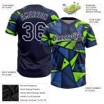 Custom Navy Neon Green Unisex Two-Button Softball Jersey for Men and Women Custom Navy Navy-Neon Green Two-Button Unisex - Image 3