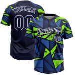 Custom Navy Neon Green Unisex Two-Button Softball Jersey for Men and Women Custom Navy Navy-Neon Green Two-Button Unisex