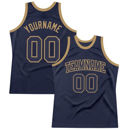 Custom Navy Old Gold Basketball Jersey - Authentic Throwback Design Custom Navy Navy-Old Gold Authentic Throwback Basketball