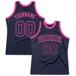 Custom Navy Pink Basketball Jersey - Authentic Throwback Style Custom Navy Navy-Pink Authentic Throwback Basketball Jersey