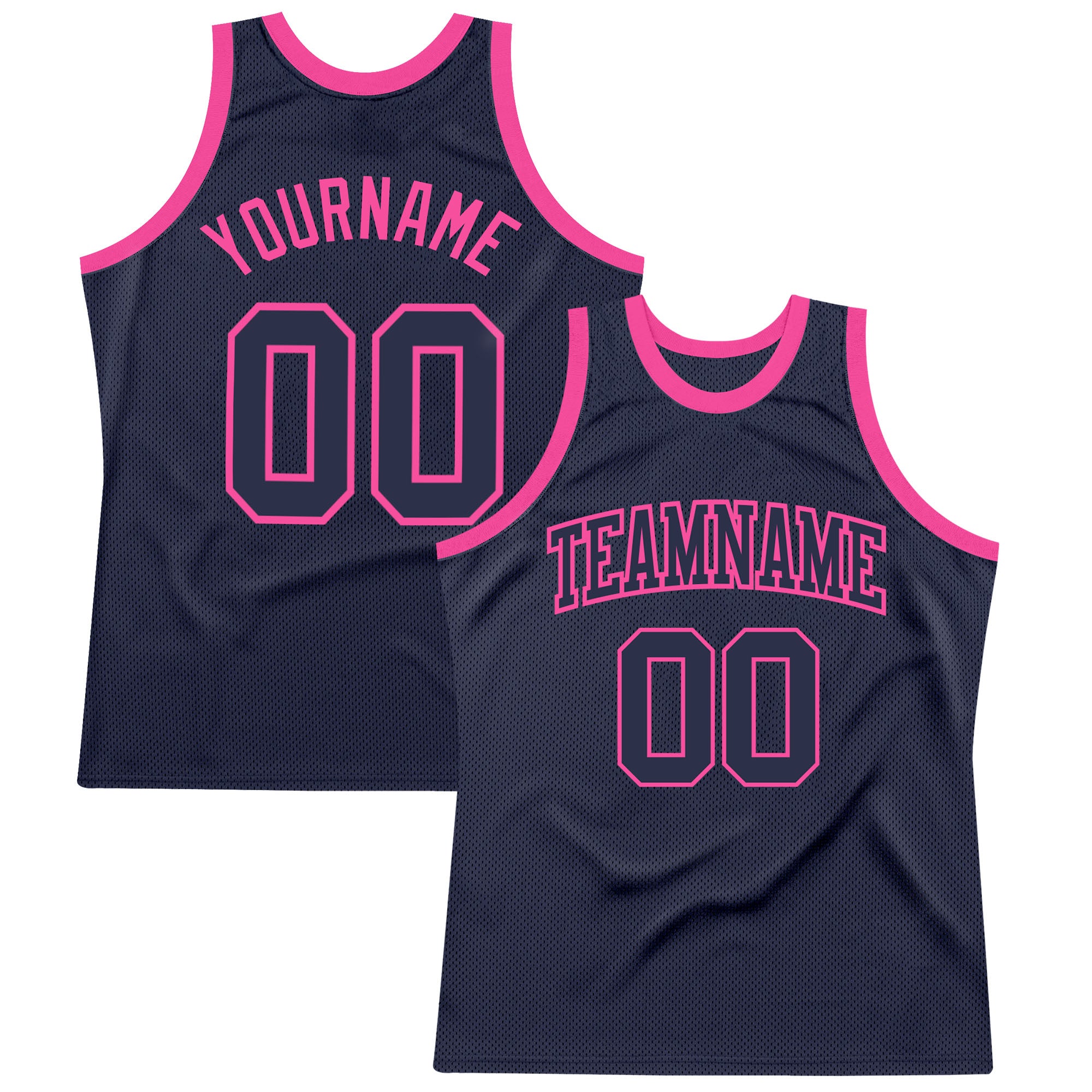 Custom Navy Pink Basketball Jersey - Authentic Throwback Style Custom Navy Navy-Pink Authentic Throwback Basketball Jersey