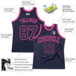 Custom Navy Pink Basketball Jersey - Authentic Throwback Style Custom Navy Navy-Pink Authentic Throwback Basketball Jersey - Image 2