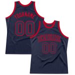 Navy-Red Custom Authentic Throwback Basketball Jersey - Personalized Team Apparel Custom Navy Navy-Red Authentic Throwback