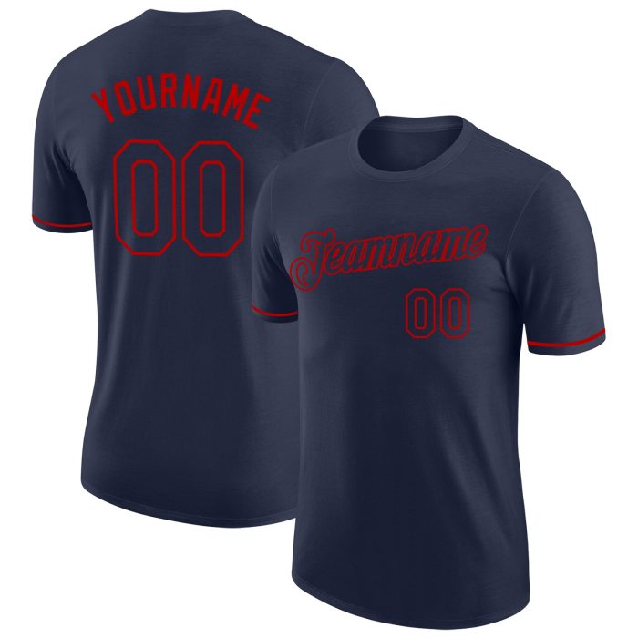 Custom Navy and Red Performance T-Shirt for Activewear and Sports Custom Navy Navy-Red Performance T-Shirt - Image 1