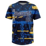 Custom Royal Navy Two-Button Unisex Softball Jersey - Comfortable Team Sports Apparel Custom Navy Navy Royal-Gold Two-Button - Image 2