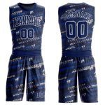 Custom Navy-Royal Round Neck Basketball Jersey Suit - Sublimation Sportswear Custom Navy Navy-Royal Round Neck Sublimation