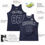 Custom Navy and Silver Gray Authentic Throwback Basketball Jersey Custom Navy Navy-Silver Gray Authentic Throwback Basketball - Image 2
