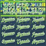 Custom Navy Green White 3D Pattern Varsity Letterman Jacket Full-Snap Bomber Custom Navy Neon Green-White 3D Pattern Design - Image 4