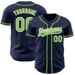 Custom Navy Neon Green White Baseball Jersey Authentic Style 8318 Custom Navy Neon Green-White Authentic Baseball Jersey