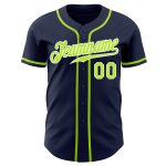 Navy Custom Baseball Jersey with Neon Green and White Accents - Style 8477 Custom Navy Neon Green-White Authentic Baseball - Image 2