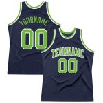 Custom Authentic Basketball Jersey - Navy Neon Green White Throwback Design Custom Navy Neon Green-White Authentic Throwback