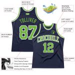 Custom Authentic Basketball Jersey - Navy Neon Green White Throwback Design Custom Navy Neon Green-White Authentic Throwback - Image 2