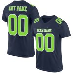 Custom Navy Neon Green White Authentic Football Jersey Mesh Design Custom Navy Neon Green-White Mesh Authentic Football Jersey