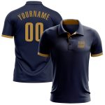 Navy Performance Golf Polo Shirt - Custom Old Gold Design for Men Custom Navy Old Gold Performance Golf Polo Shirt