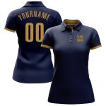 Navy Performance Golf Polo Shirt - Custom Old Gold Design for Men Custom Navy Old Gold Performance Golf Polo Shirt - Image 2